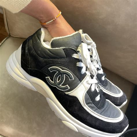 black chanel trainers fake|chanel black trainers white sole.